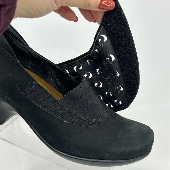 Naot Women's Black Laser Cut Suede Nubuck Pump Heels Size 40 (US 9) Formal - Picture 5 of 15